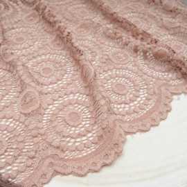 Dentelle Vieux Rose stretch festonnée polyamide elasthanne en 140cm n°11164