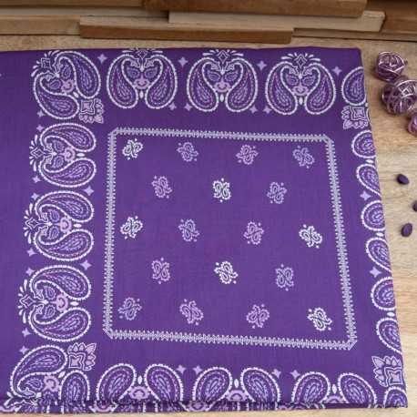 Au mètre, superbe popeline COTON violet motif bandana MAJE en 150cm n°11171