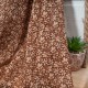 Au mètre mousseline crêpe voile viscose marron fleurie beige en 140cm n°11177