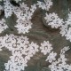Dentelle kaki stretch polyamide lycra fleur brodée blanc en 140cm n°11144