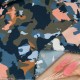 Au mètre, Crêpe viscose fond marine, imprimé camouflage en 145cm n°11146