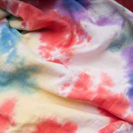 Au mètre Double Gaze 100% Coton motif Tye and Die en 140cm n°11151