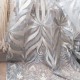 Magnifique tissu dentelle brodée beige doré et argent sur maille résille en 150cm n°11158