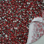 Au mètre Jersey polyester et Lycra  points rouge et gris  en 150cm n°1080