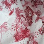 Au mètre magnifique broderie anglaise Haut de gamme imprimée façon toile de jouy bordeaux en 145cm