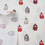 Mini coupon toile coton CABINES 50 x 72cm fond beige