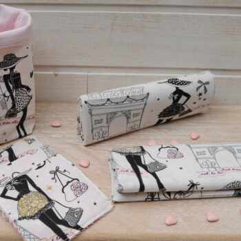 Mini Coupon Coton Cretonne Moi Paris blanc, rose doré 50 x 75cm