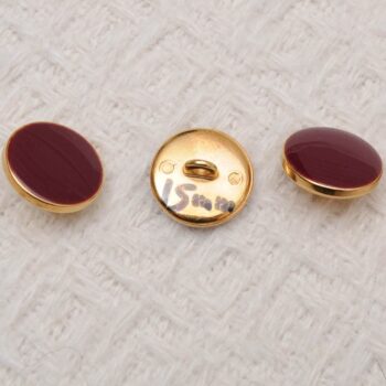 bouton Bordeaux à coudre  à queue en métal doré 15mm