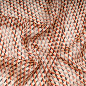 Au mètre voile polyester rayure lurex doré motif rouge noir en 145cm