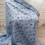 Au mètre jersey coton Oekotex imprimé Arc en ciel en Dirty blue en 150cm n°10898