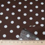 Tissu Coton popeline  marron imprimé pois blancs en 150cm n°10908