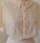 Au mètre voile de crêpe de  soie rose pâle en 150cm n°11035