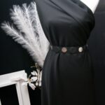 Tissu crêpe lourd noir Haut de gamme en 152cm n°11042