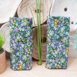 Au mètre coton imprimé  fleurette moutarde et verte en 145cm n°11057