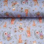 Au mètre  Jersey côtelé  95% COTON 5 % Elasthanne Lapin LILA en 150cm  n°11104