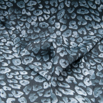 Tissu viscose mélangée graou léopard Bleue