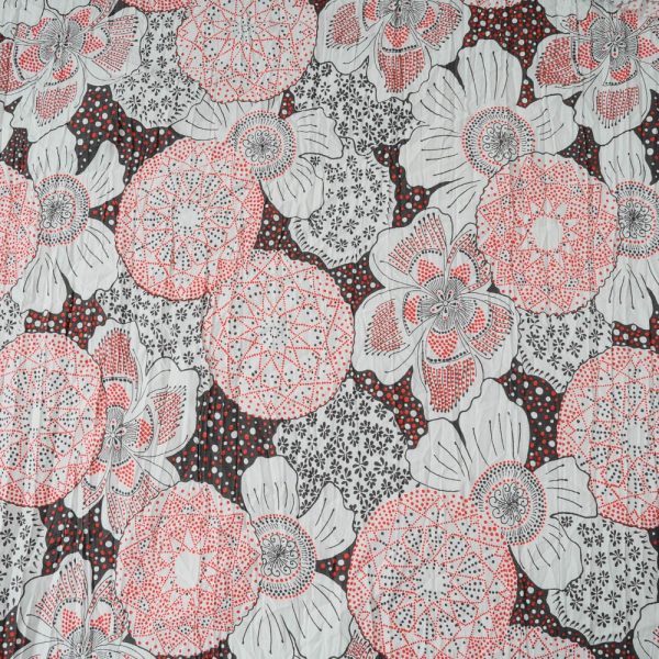 Coton froissé rouge et blanc