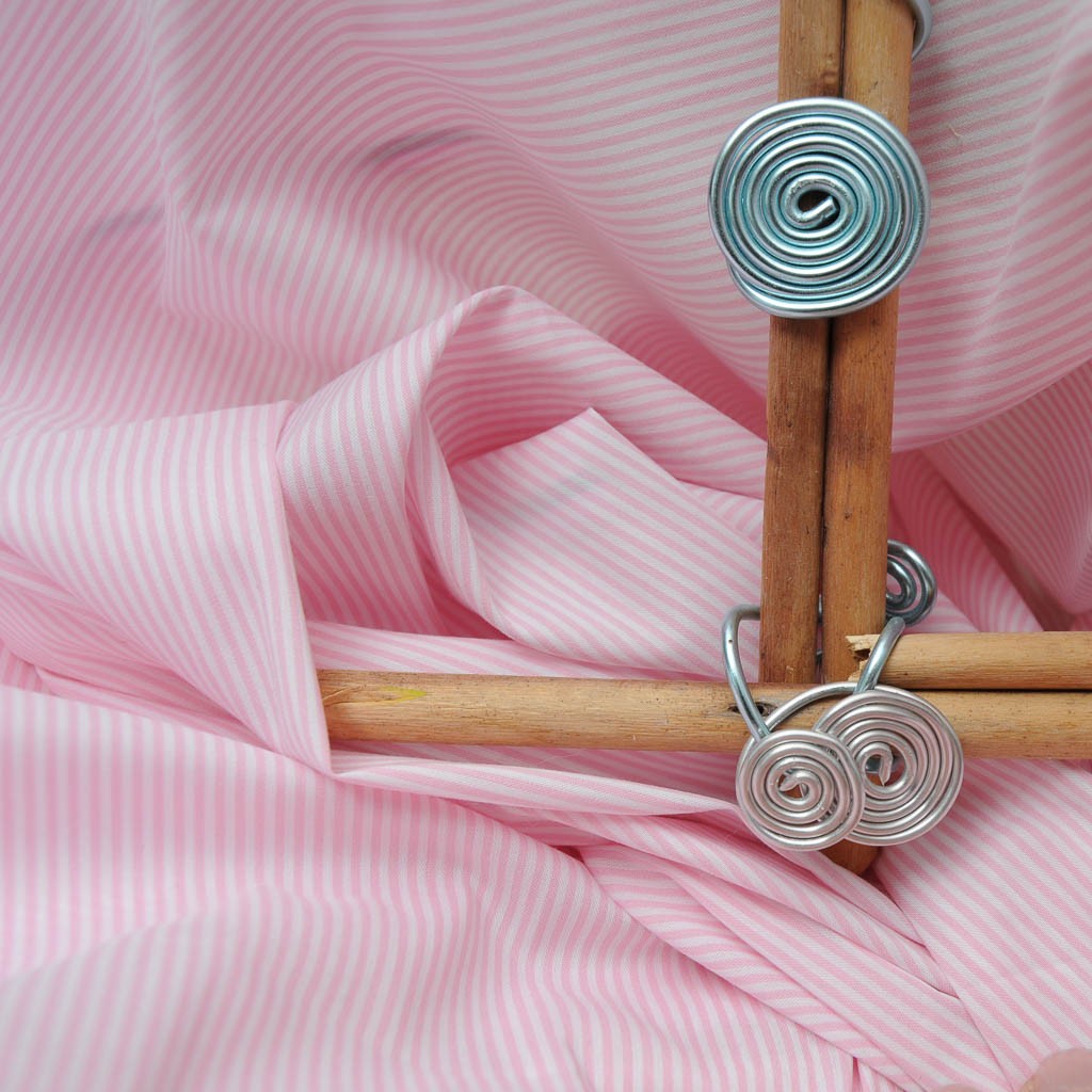 Coton Polyamide stretch rayure rose