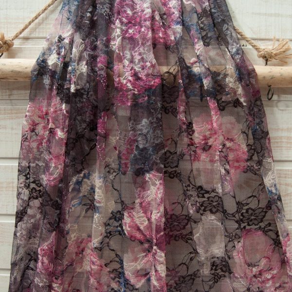 dentelle stretch fleurie violette noire