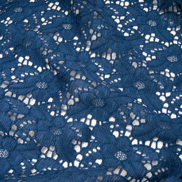 dentelle fleur stretch polyester polyamide bleu marine