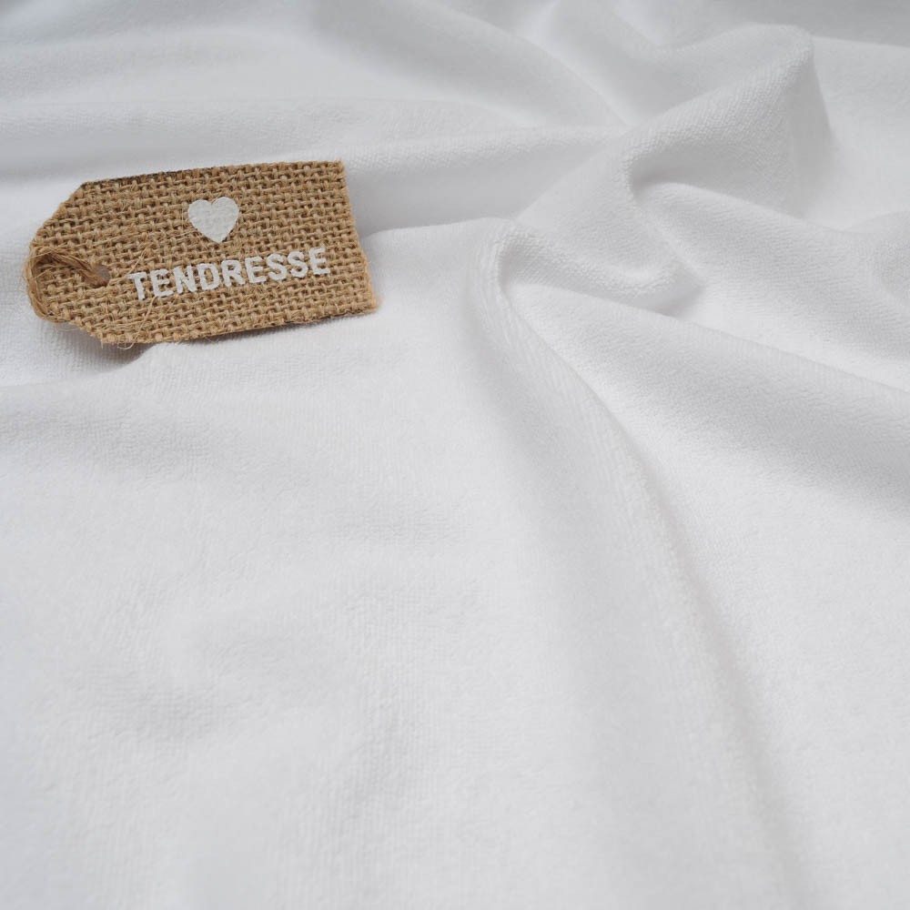 éponge fine rase blanche Polyester et Coton
