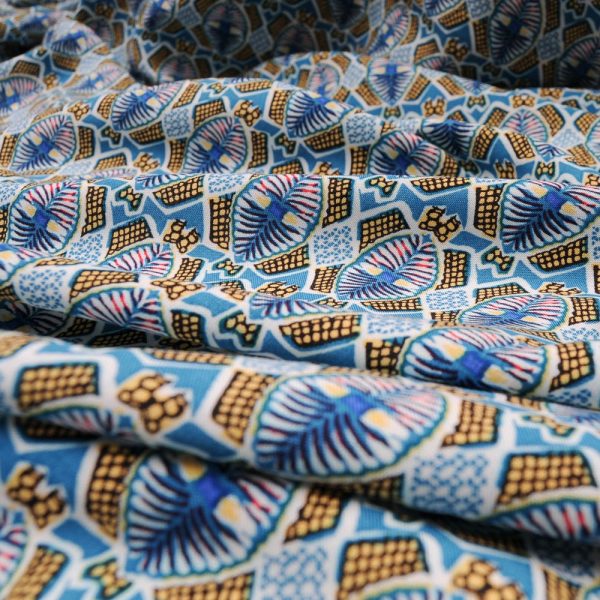 Fibranne viscose ethnique masque bleu et jaune