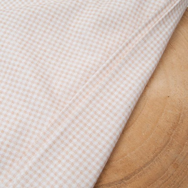 fin jersey Coton mini vichy beige blanc 3mm
