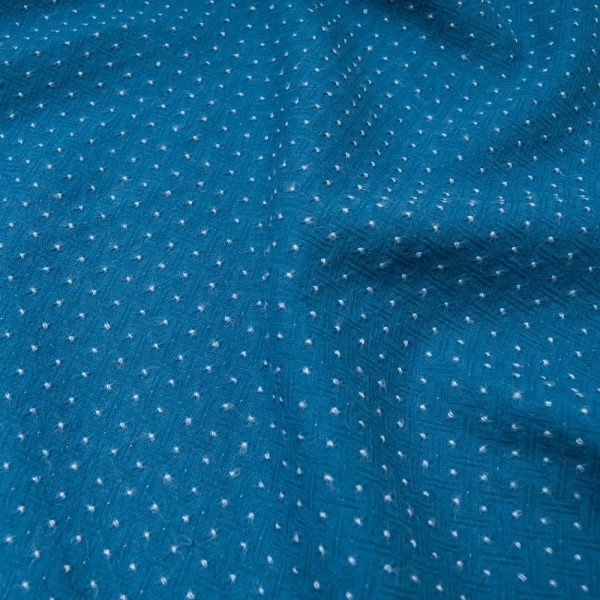 jacquard bleu à pois blancs COTON Oekotex