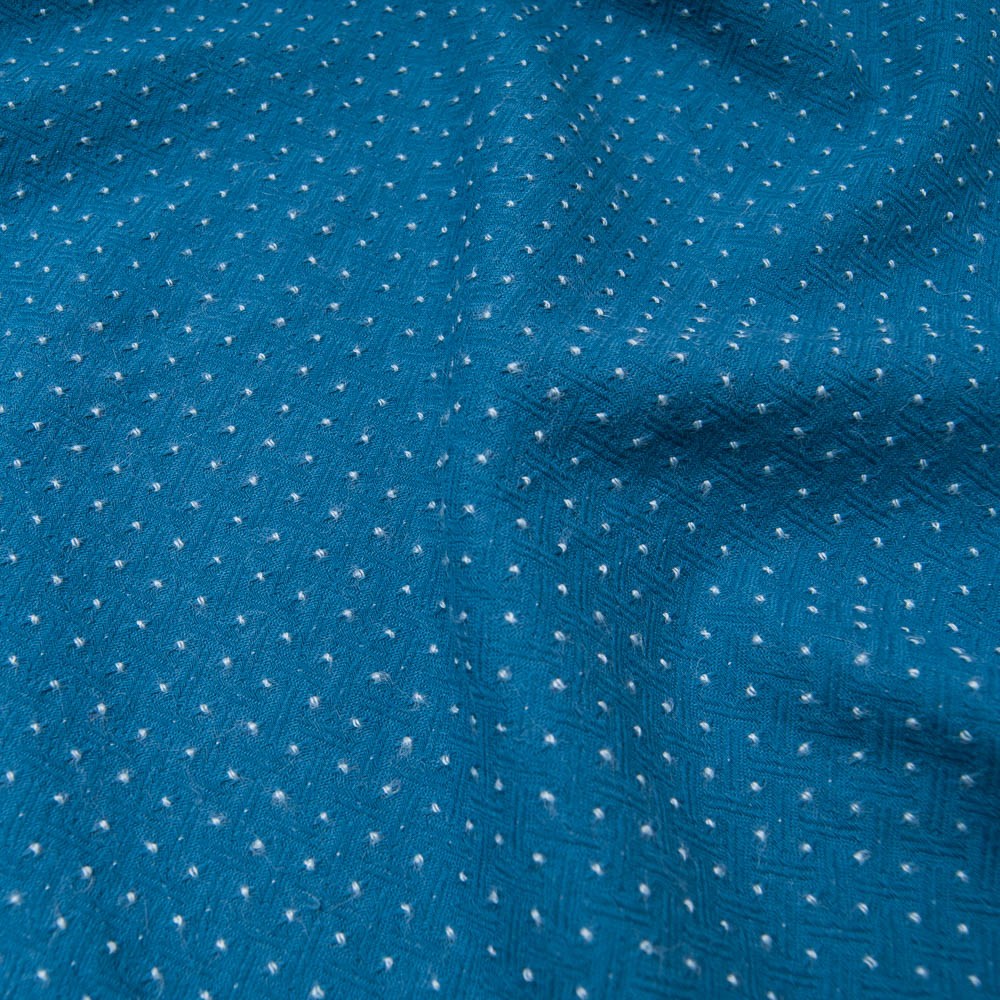 jacquard bleu à pois blancs COTON Oekotex