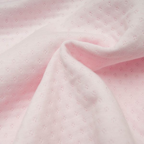 Jersey Coton ajouré double épaisseur rose pâle