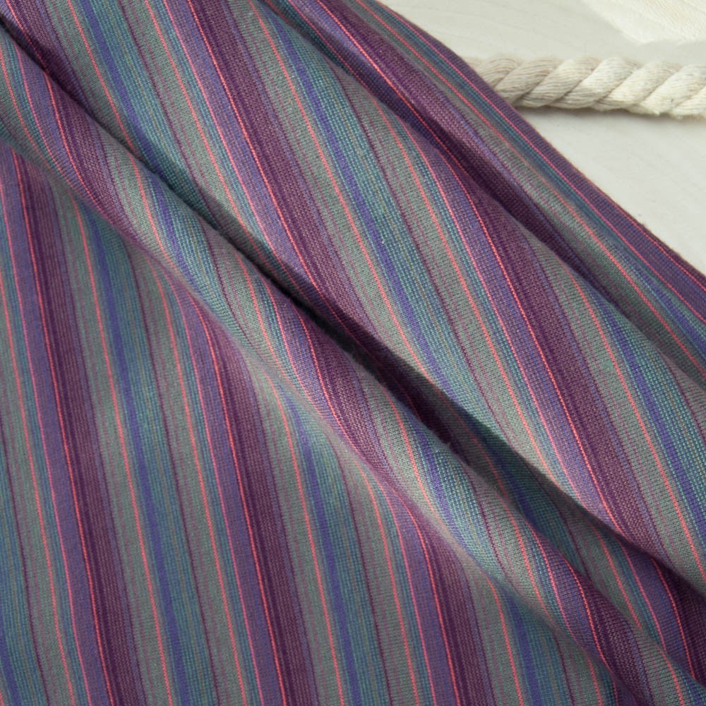 Jersey Coton polyester mauve rayé bleu violet