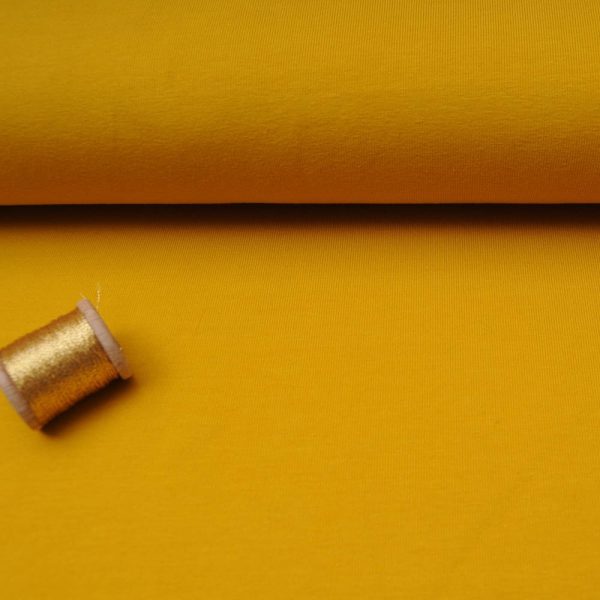 Jersey Stof Avalana uni moutarde OEKOTEX