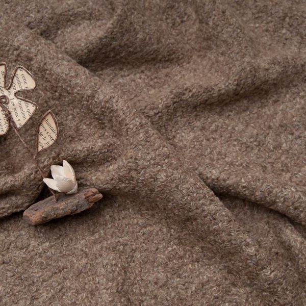 lainage bouclette marron taupe, fin de collection Moulin ROTY
