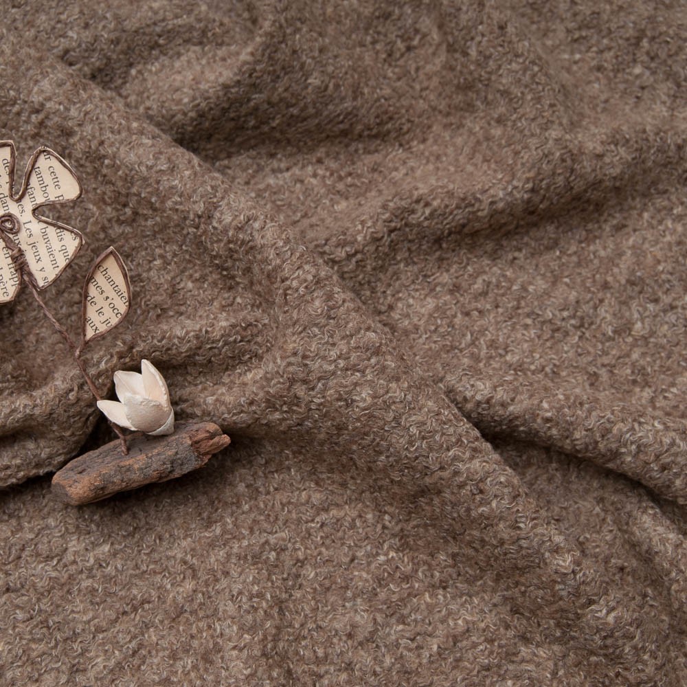 lainage bouclette marron taupe, fin de collection Moulin ROTY