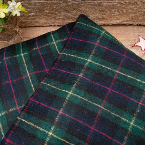lainage polyester léger tartan écossais vert