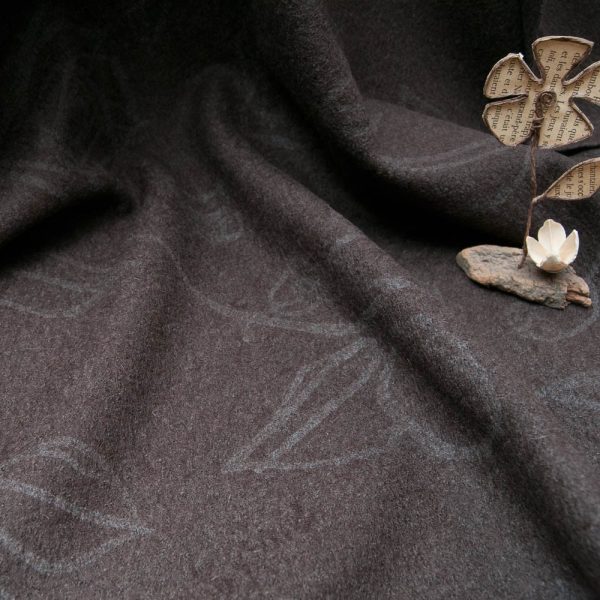 type laine bouillie marron fantaisie avec impression fleur