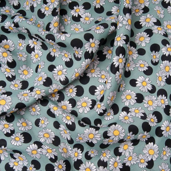 Coupon lin viscose vert Sandro Haut de gamme motif marguerite 1m90