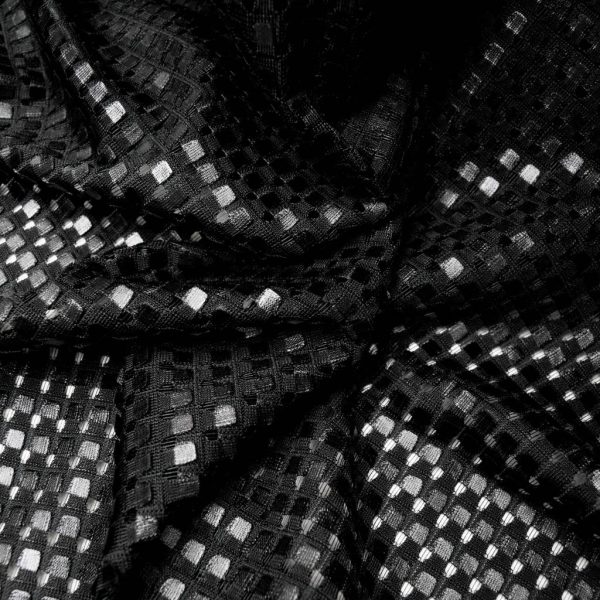 Maille 3D Polyester Petits carreaux Noir