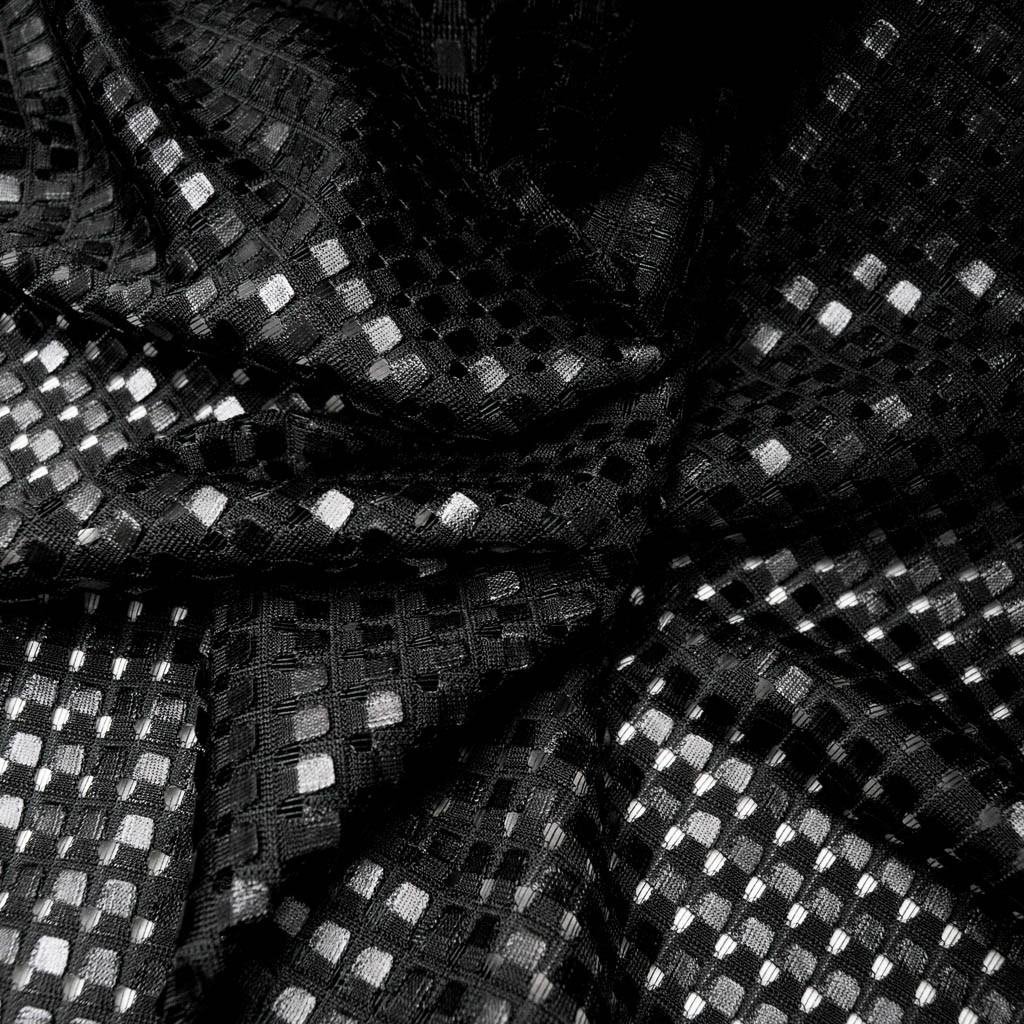 Maille 3D Polyester Petits carreaux Noir