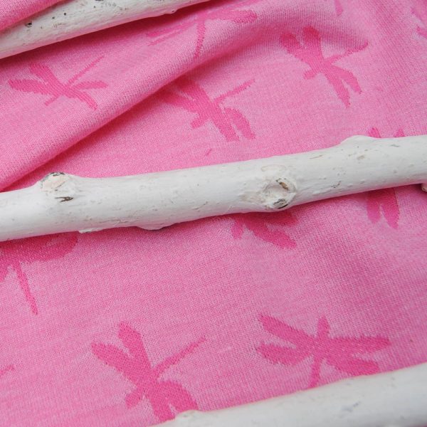 maille Jacquard Coton et polyester Libellule fuschia