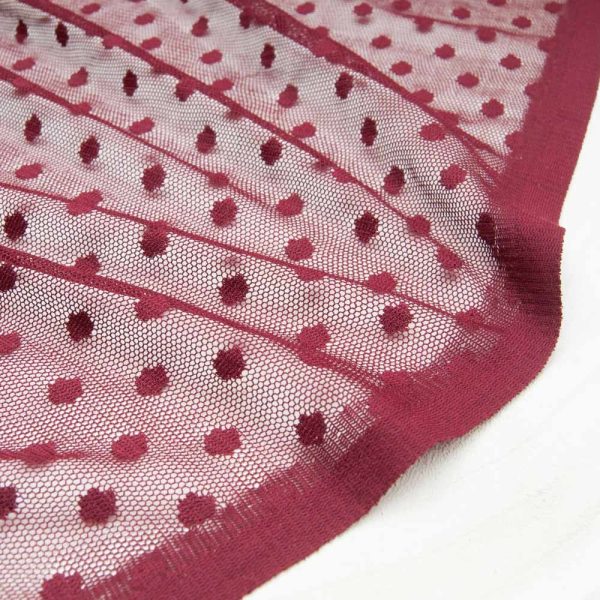 maille plumetis résille bordeaux stretch