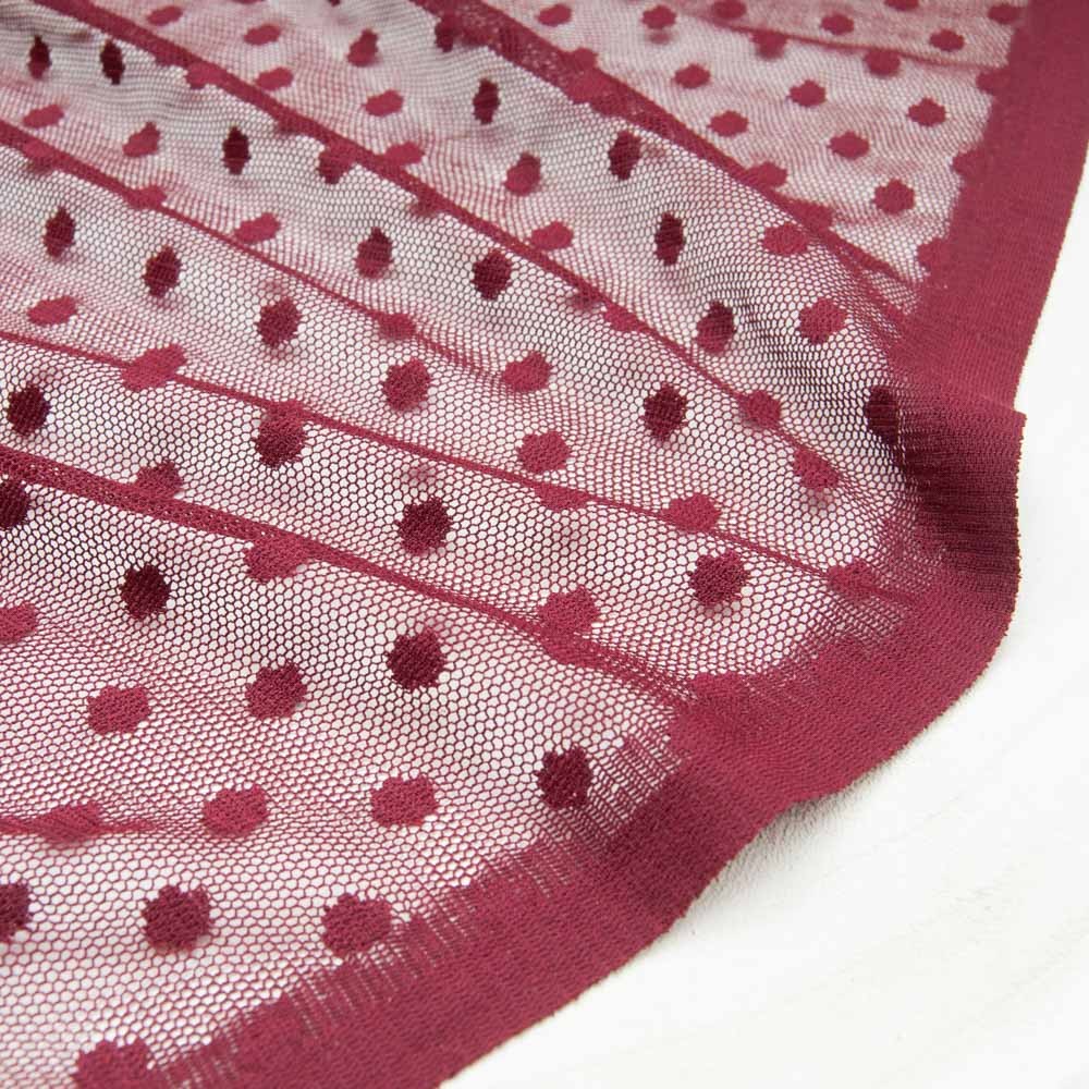 maille plumetis résille bordeaux stretch