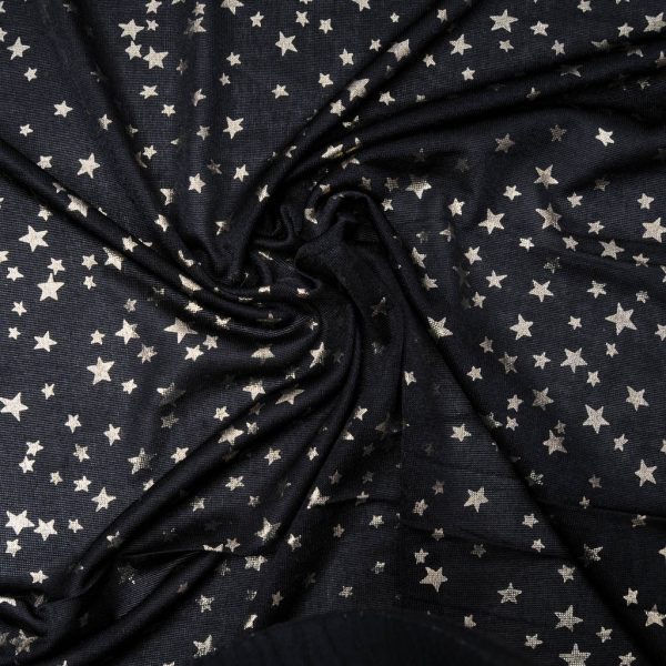 Maille polyamide noire étoiles dorées