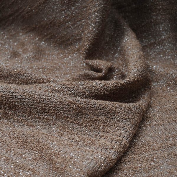 Maille polyester acrylique ajourée taupe et lurex 961