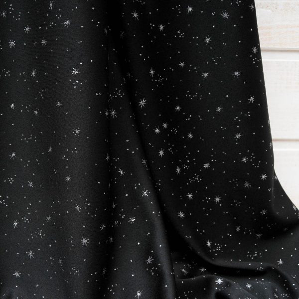 maille polyester noire motif étoile argentée scintillant
