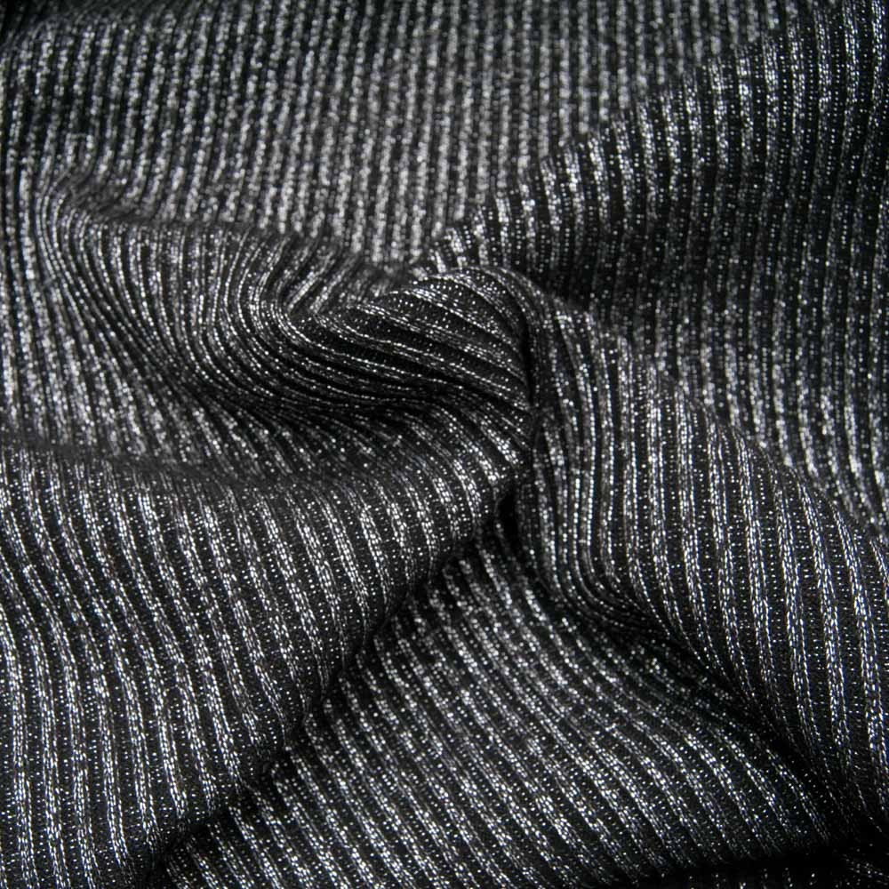 maille style Bord côtes noir et Lurex argent