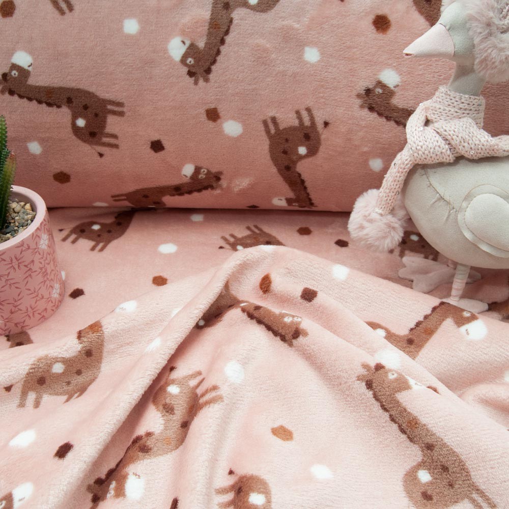 Polaire doudou Polyester double face imprimé Girafe