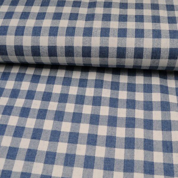 popeline Coton Vichy bleu