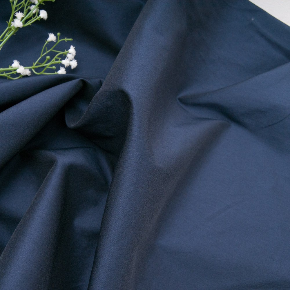 Satin coton polyester stretch bleu nuit