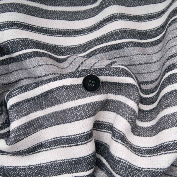 superbe Caban lourd rayé gris, blanc cassé, noir Laine et polyester